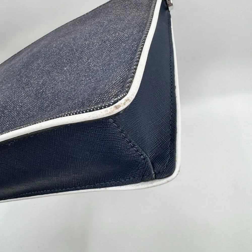 KATE SPADE Cameron Denim Blue White Color Block Crossbody Clutch Purse